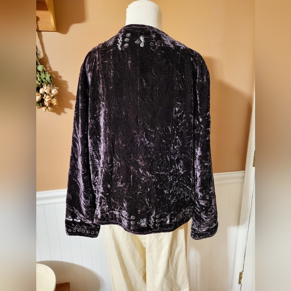 Chico's Plum Crushed Velvet Shacket - Picture 4 of 6
